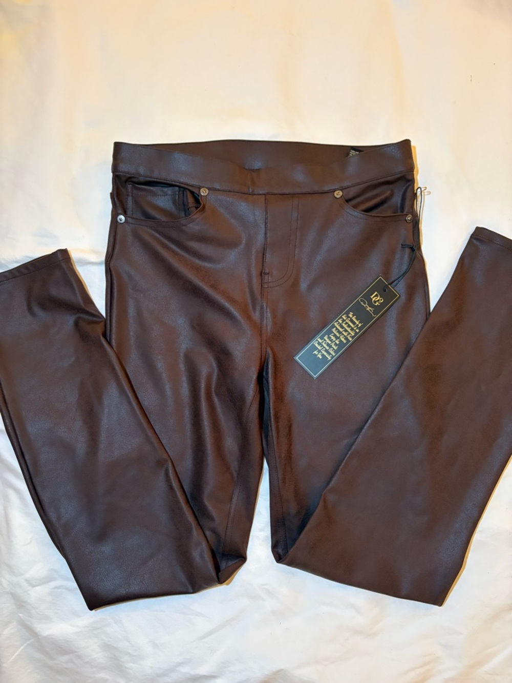 DG2 by Diane Gilman Faux Leather Leggings in Dark Brown